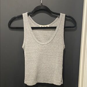 AMO Gray Ribbed Scoop Neck Tank Top